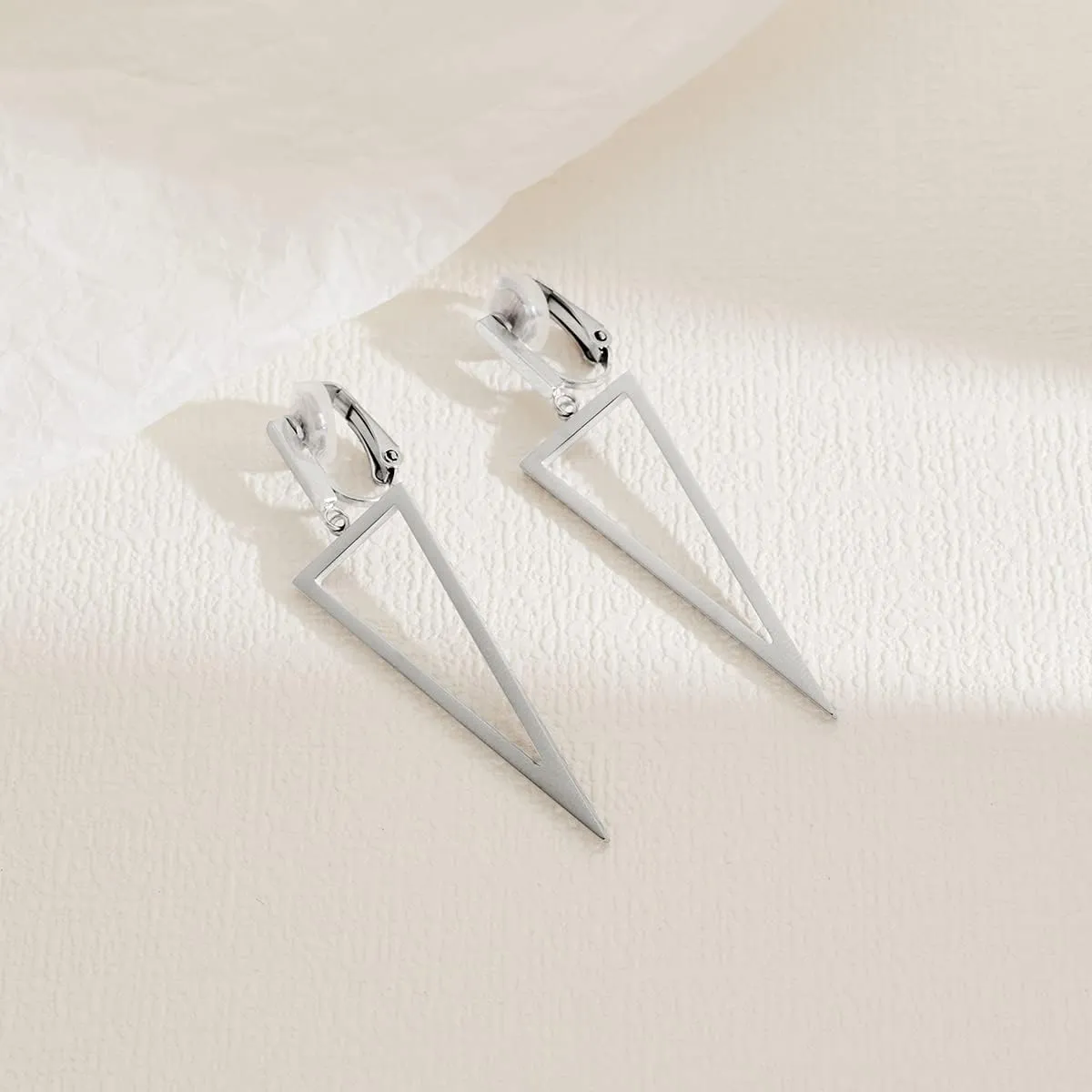 Metal Geometric Clip On Drop Earrings for Women Gold Black Silver Non Piercing Dangle Earrings Rectangle Triangle Bar Circle Waterdrop Ellipse Clip Earrings