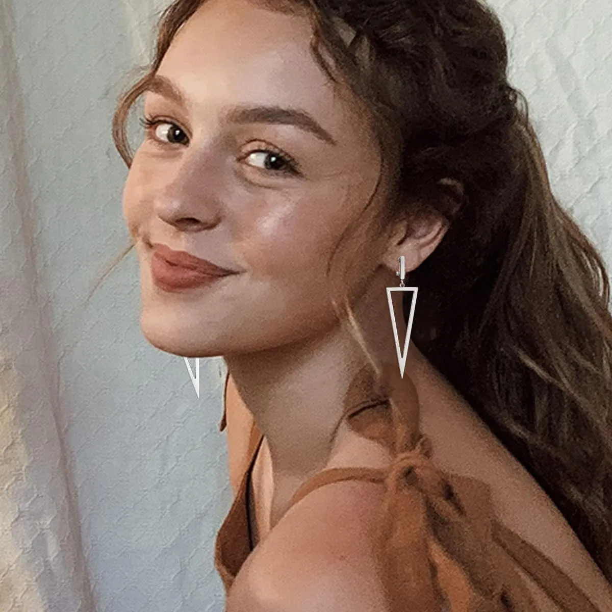 Metal Geometric Clip On Drop Earrings for Women Gold Black Silver Non Piercing Dangle Earrings Rectangle Triangle Bar Circle Waterdrop Ellipse Clip Earrings
