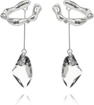 Metal Tassel Crystal Geometric Sliver Color Long Ear Bone Clip Ear Cuff for Women Non Piercing Party Jewelry