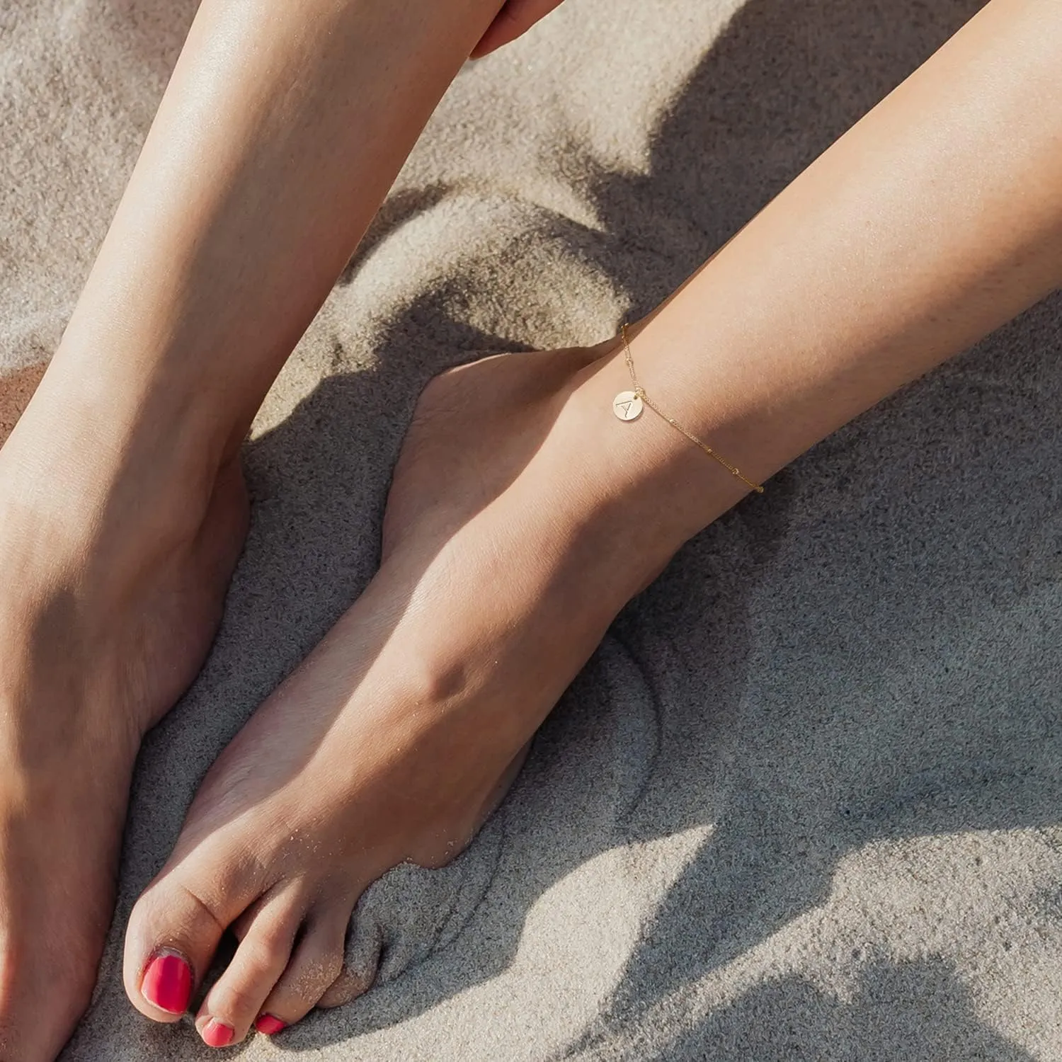 MEVECCO Dainty Gold Beaded Anklets for Women Initial Anklet Bracelets Gold Plated Boho Beach Disc Foot Chain Ankle Bracelet for Women Jewelry Gifts