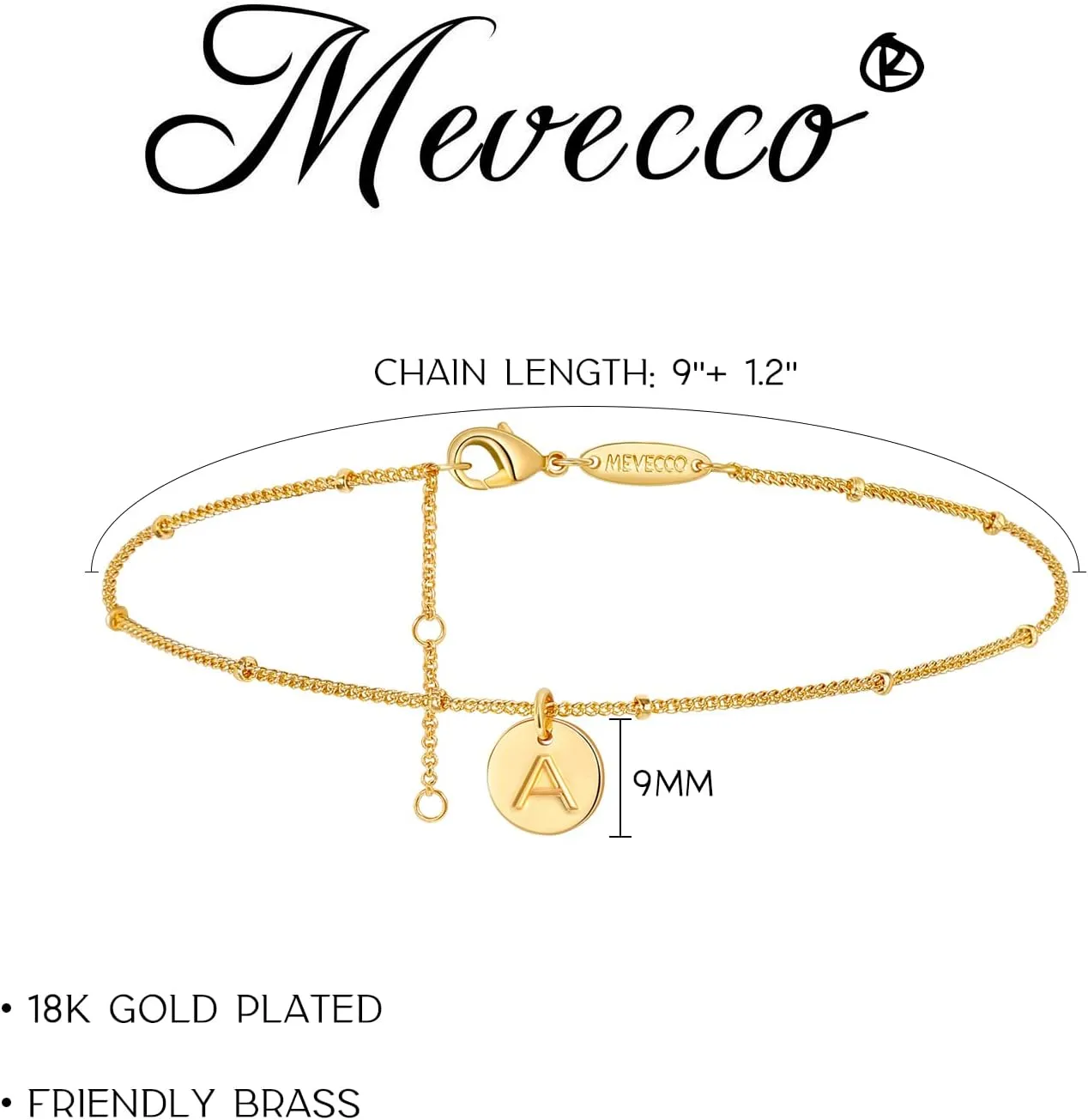 MEVECCO Dainty Gold Beaded Anklets for Women Initial Anklet Bracelets Gold Plated Boho Beach Disc Foot Chain Ankle Bracelet for Women Jewelry Gifts