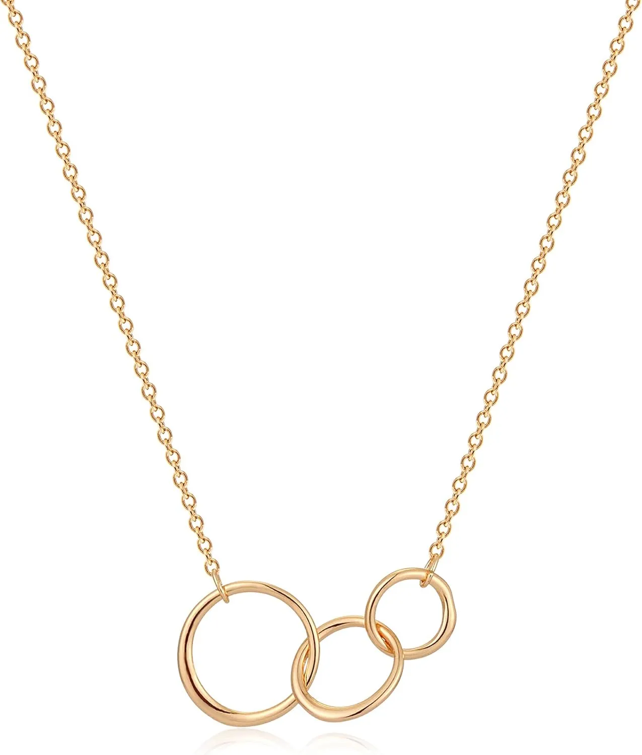 MEVECCO Lucky Star Pendant Necklaces,18k Gold Plated Three Stars Handmade Generations Necklace for Grandma 3 Circles Necklace Mom Granddaughter Mothers Day Jewelry Birthday Gift