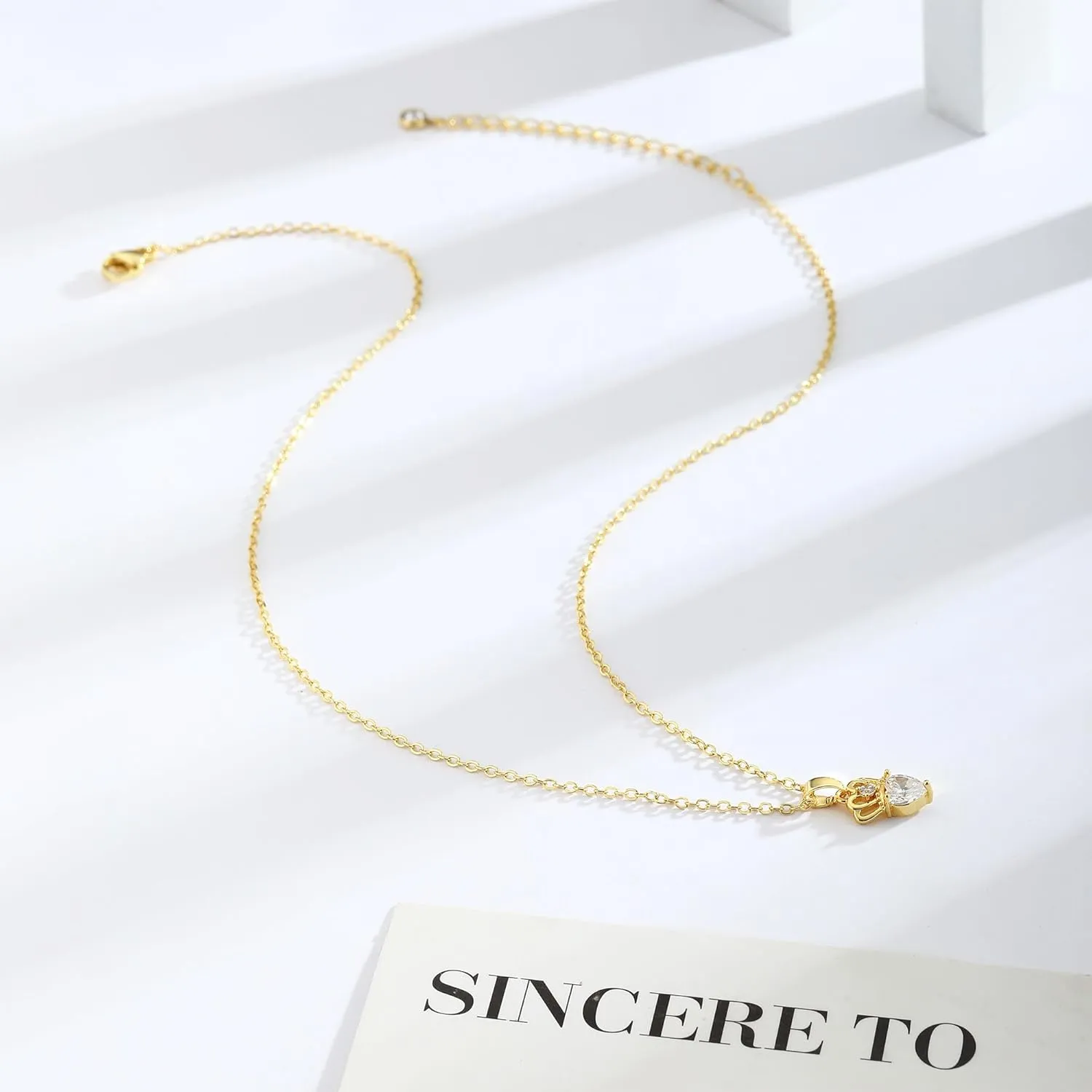 MIDEEO Diamond Necklaces for Women,Dainty 14k Gold Plated/Sterling Silver Choker Love Heart Gold Necklace Simple CZ Jewelry Silver Necklaces for Women Trendy Gifts