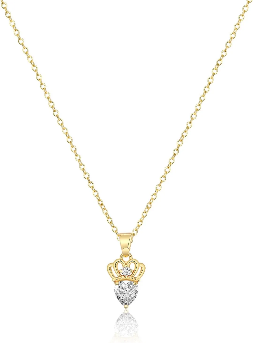 MIDEEO Diamond Necklaces for Women,Dainty 14k Gold Plated/Sterling Silver Choker Love Heart Gold Necklace Simple CZ Jewelry Silver Necklaces for Women Trendy Gifts