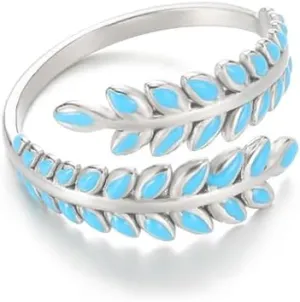 MIFYNN Boho Turquoise Ring for Women Unique Adjustable Western Leaf Rings Vintage Gemstone Bohemian Western Turquoise Jewelry Gifts
