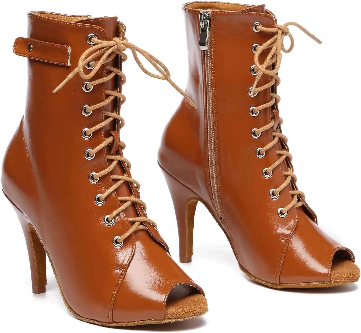 Minishion Comfortable Dance Shoes for Women Sexy Peep Toe Wedding Evening Ankle Booties
