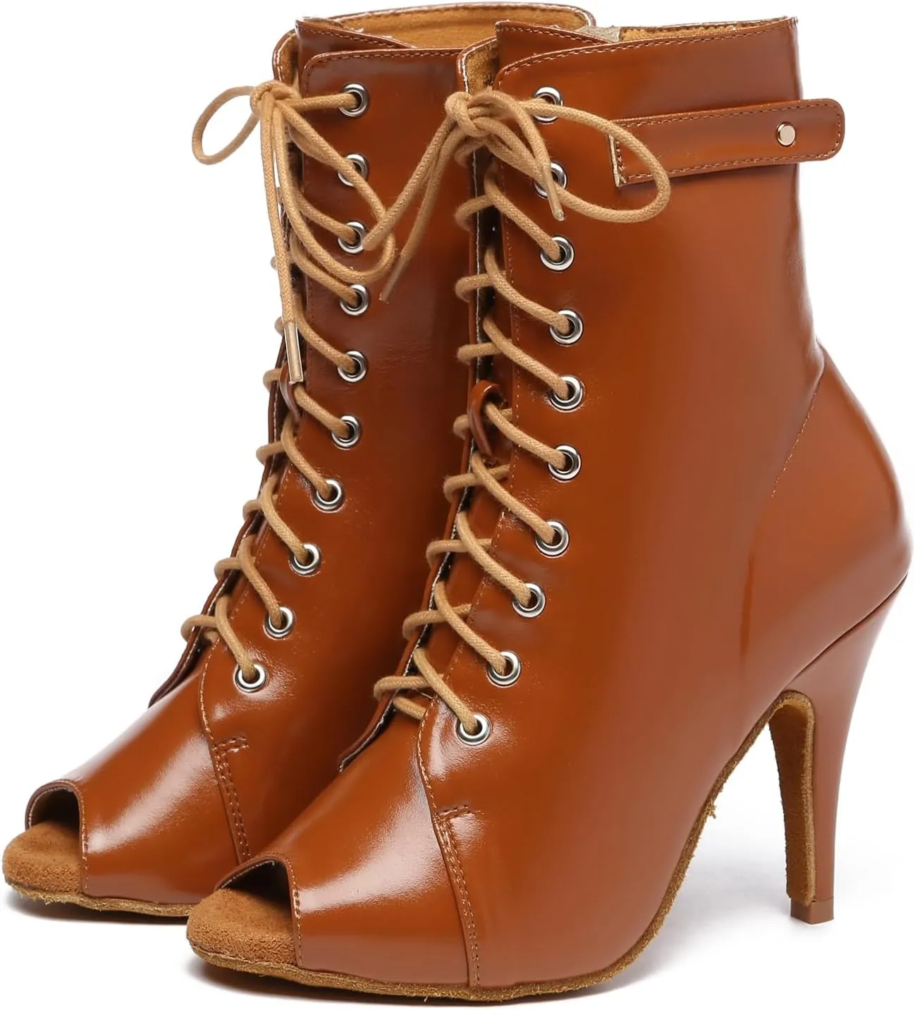 Minishion Comfortable Dance Shoes for Women Sexy Peep Toe Wedding Evening Ankle Booties