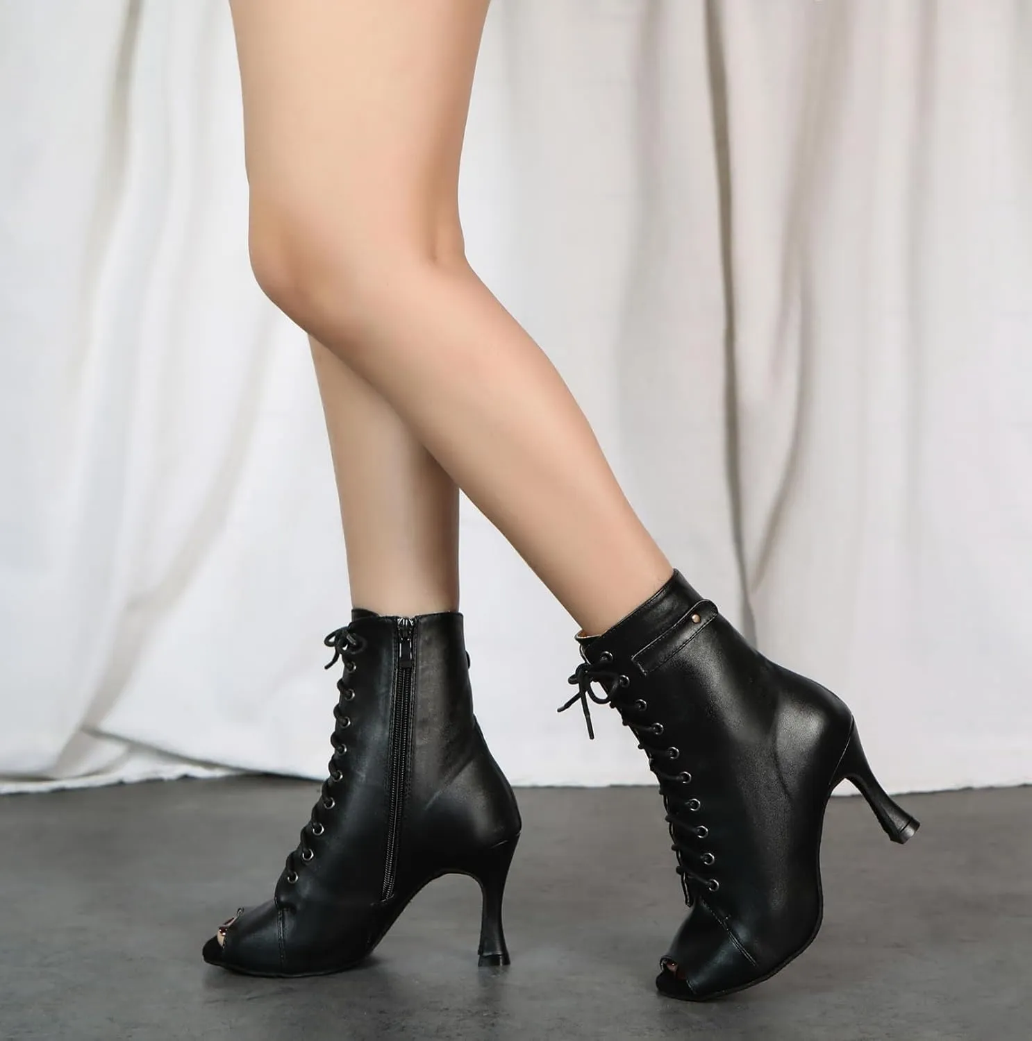 Minishion Comfortable Dance Shoes for Women Sexy Peep Toe Wedding Evening Ankle Booties