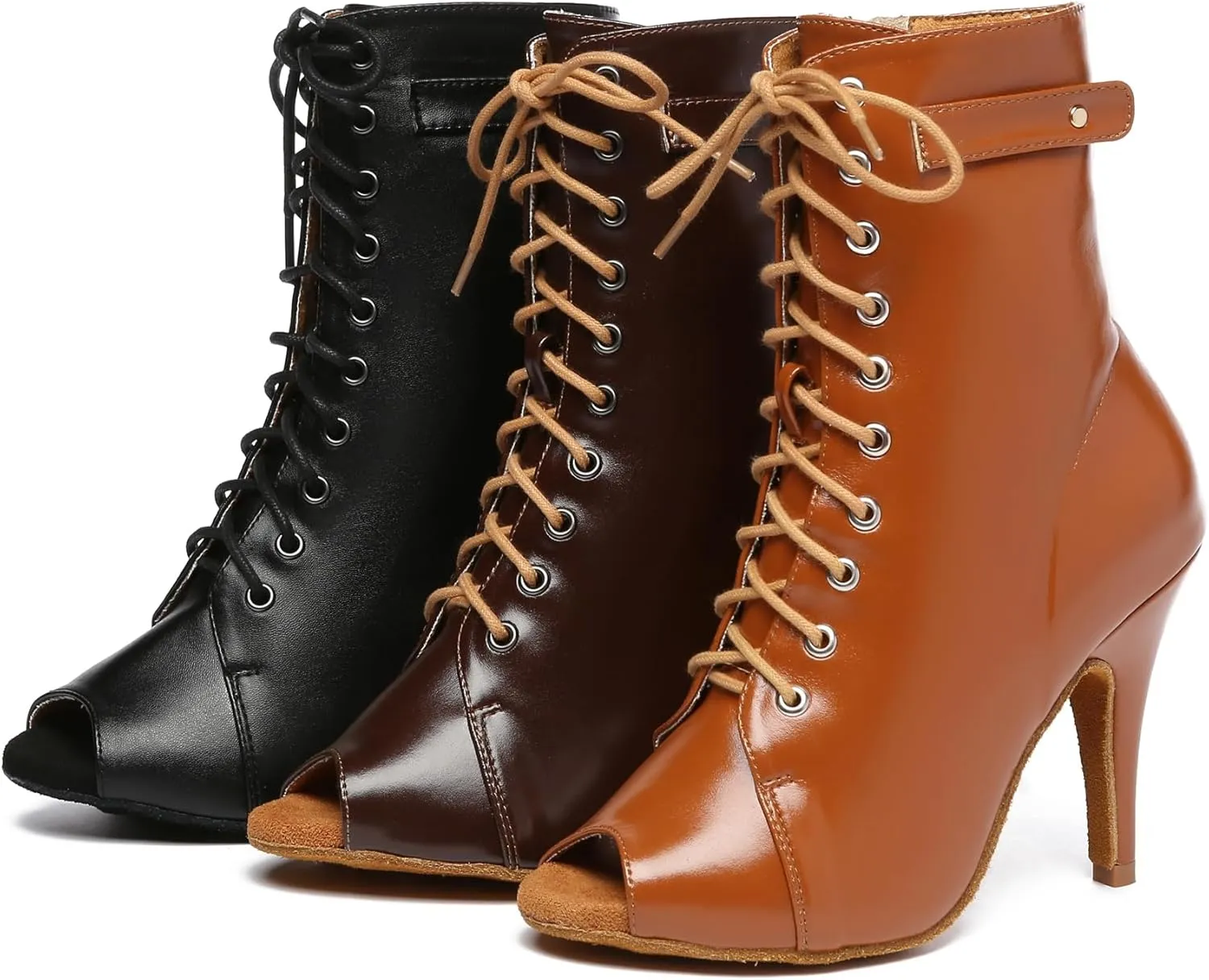 Minishion Comfortable Dance Shoes for Women Sexy Peep Toe Wedding Evening Ankle Booties