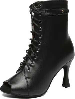 Minishion Comfortable Dance Shoes for Women Sexy Peep Toe Wedding Evening Ankle Booties
