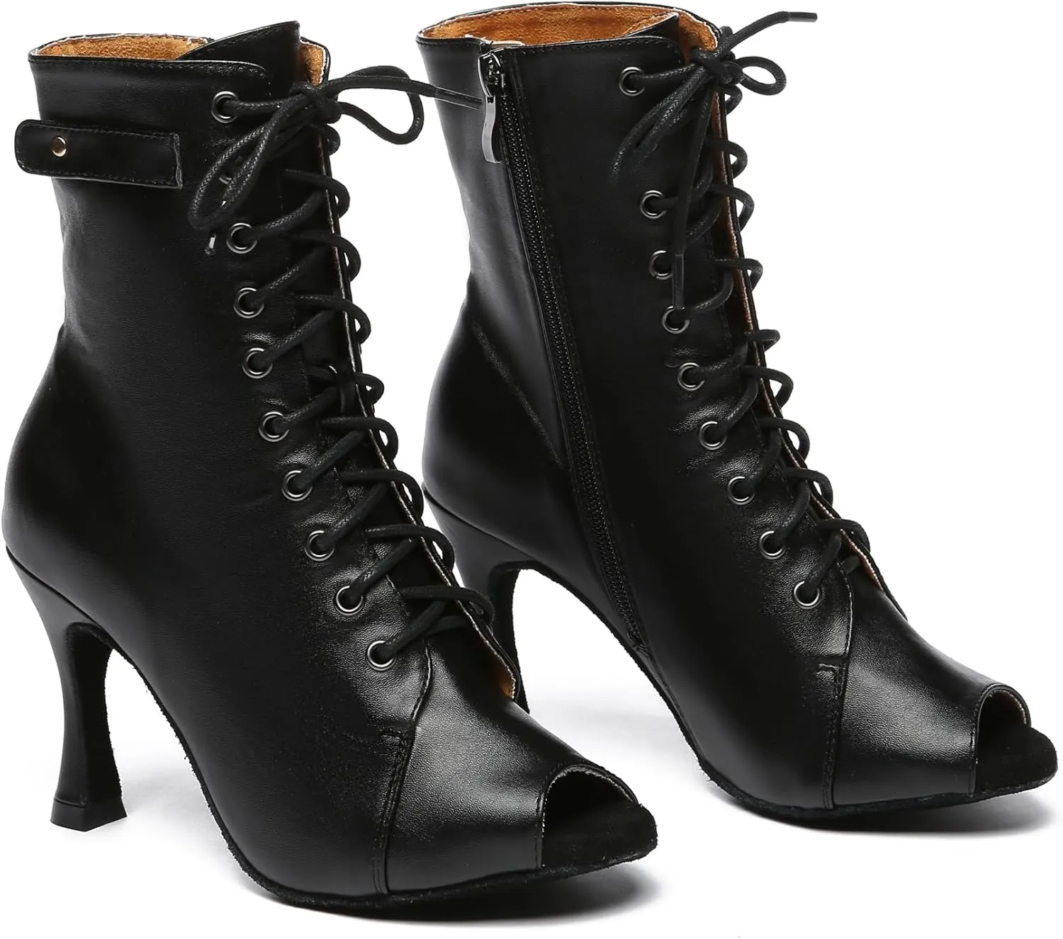 Minishion Comfortable Dance Shoes for Women Sexy Peep Toe Wedding Evening Ankle Booties