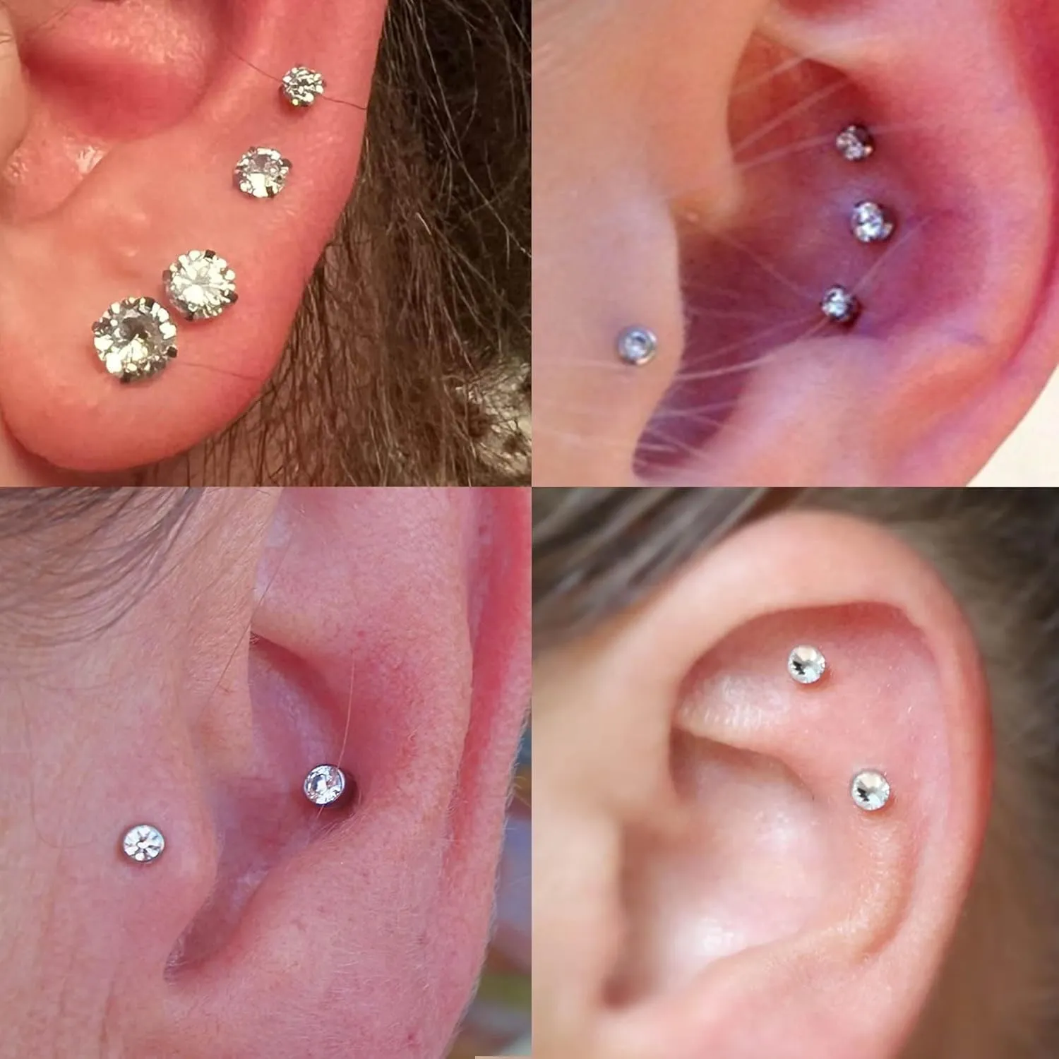 MODRSA Silver & Gold Threadless Nose Studs 20g & 18g Flat Back, Cartilage & Conch Earring Studs for Women 6mm & 8mm