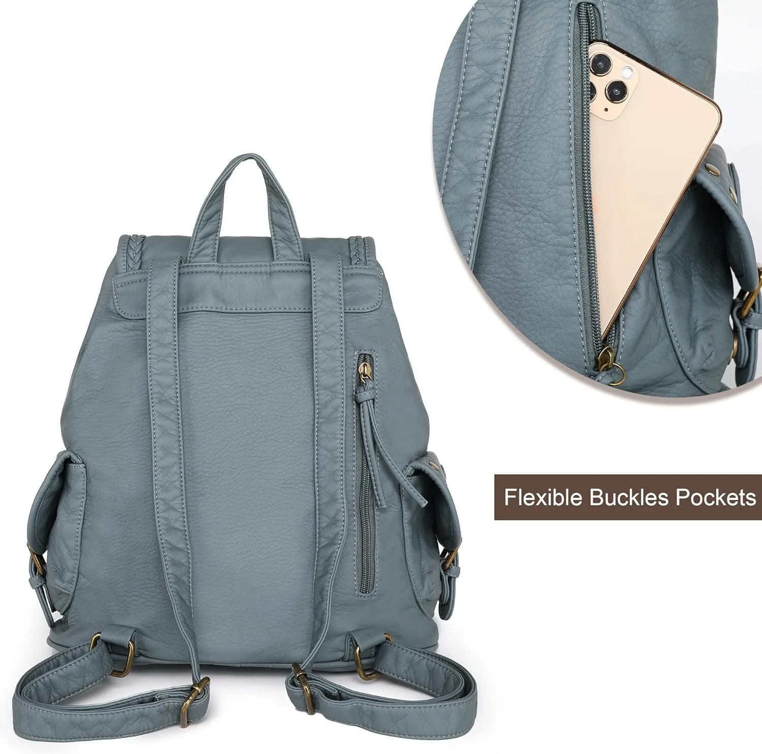 Montana West Backpack Purse for Women Soft Washed Leather Drawstring Casual Travel Large Backpacks