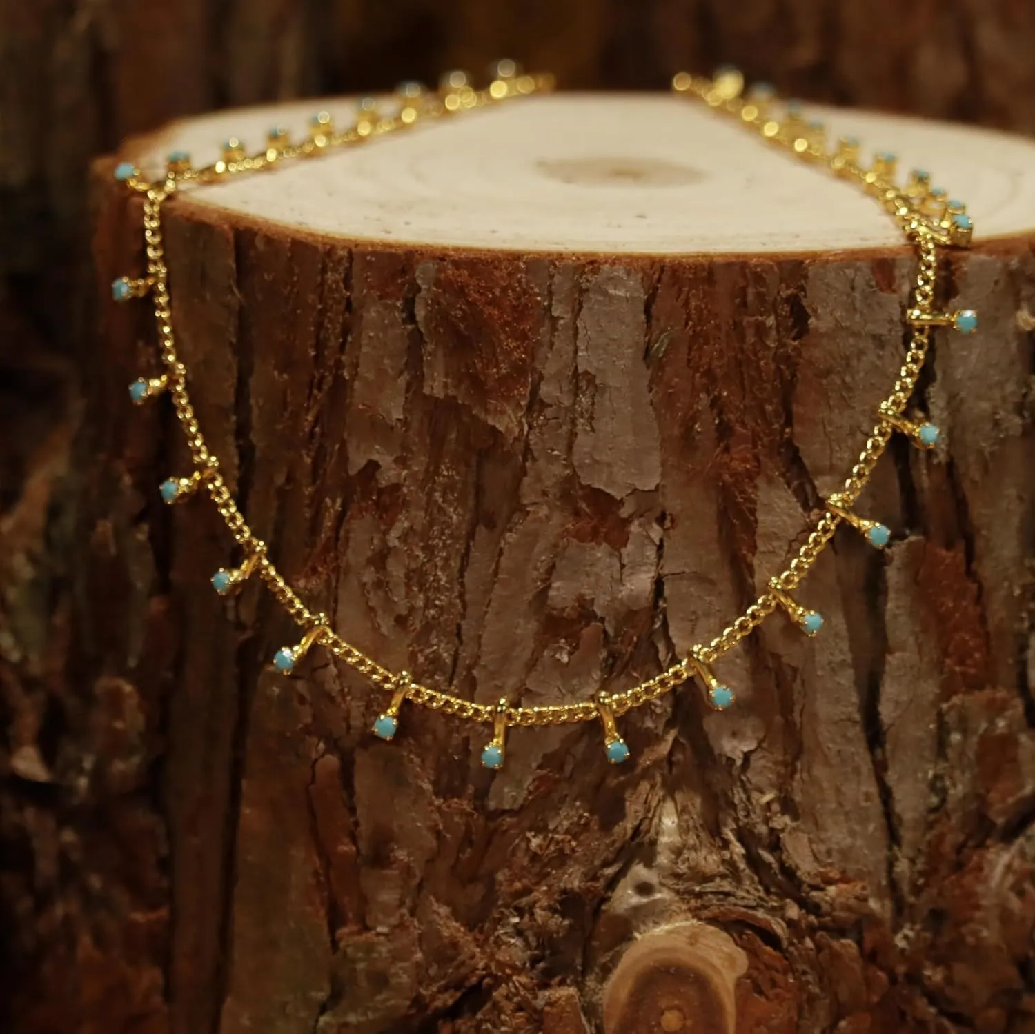 Montana West x Wrangler Gold Plated Chain Choker Necklace for Women, 18k Gold Plated Lightweight CZ Beaded Dainty Jewelry