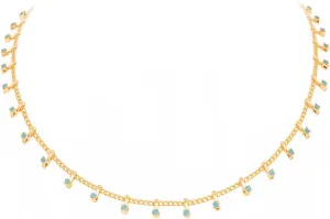 Montana West x Wrangler Gold Plated Chain Choker Necklace for Women, 18k Gold Plated Lightweight CZ Beaded Dainty Jewelry