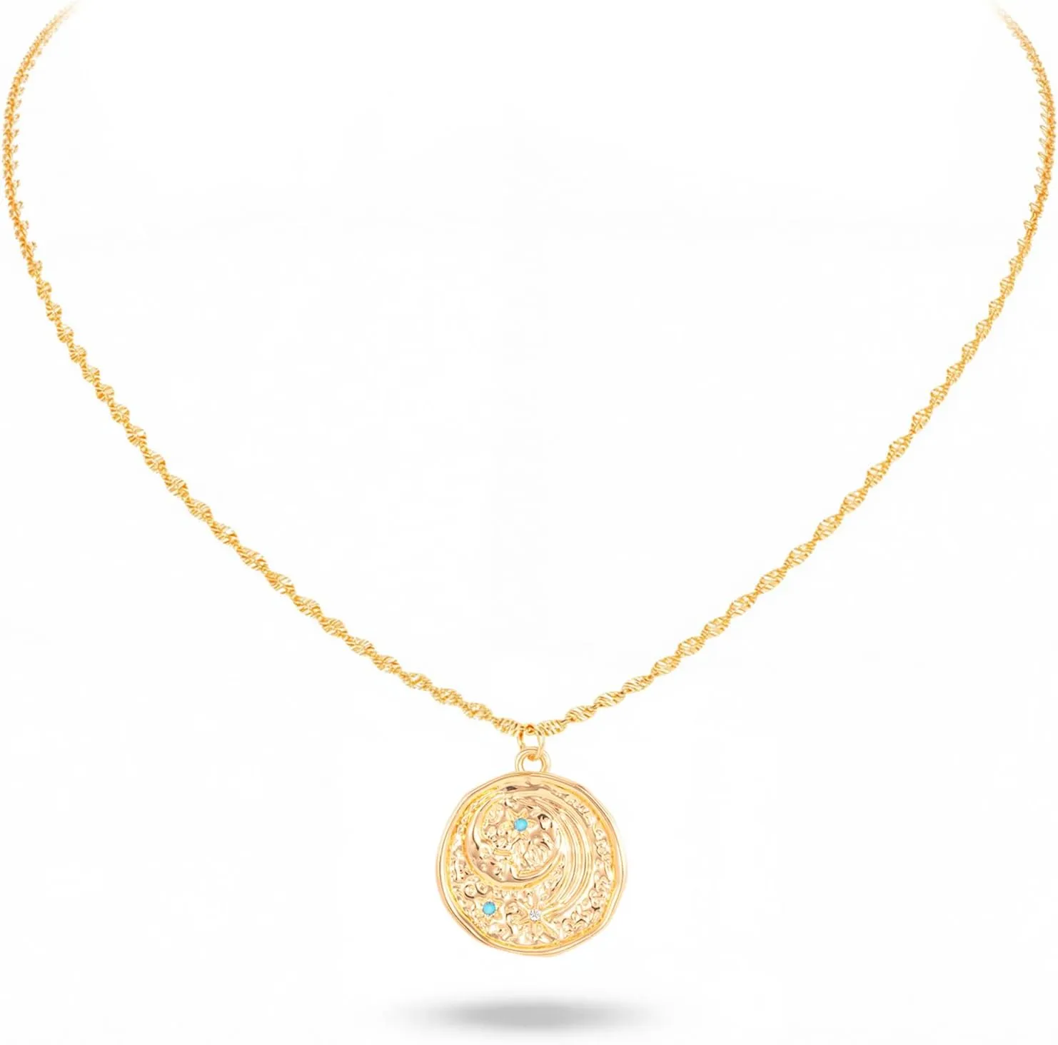 Montana West x Wrangler Gold Plated Pendant Necklace for Women, 18k Gold Plated Lightweight Chain Dainty Jewelry