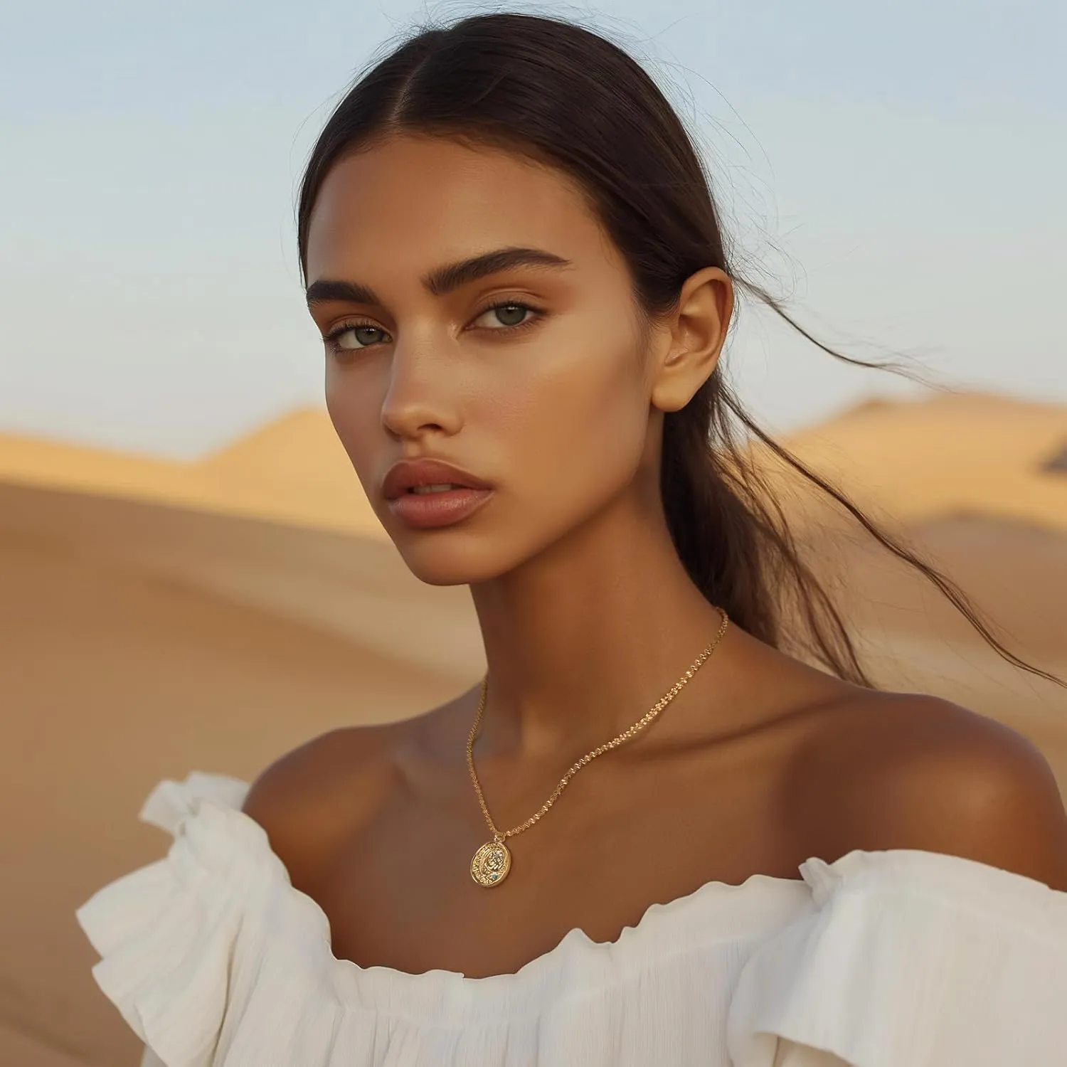 Montana West x Wrangler Gold Plated Pendant Necklace for Women, 18k Gold Plated Lightweight Chain Dainty Jewelry