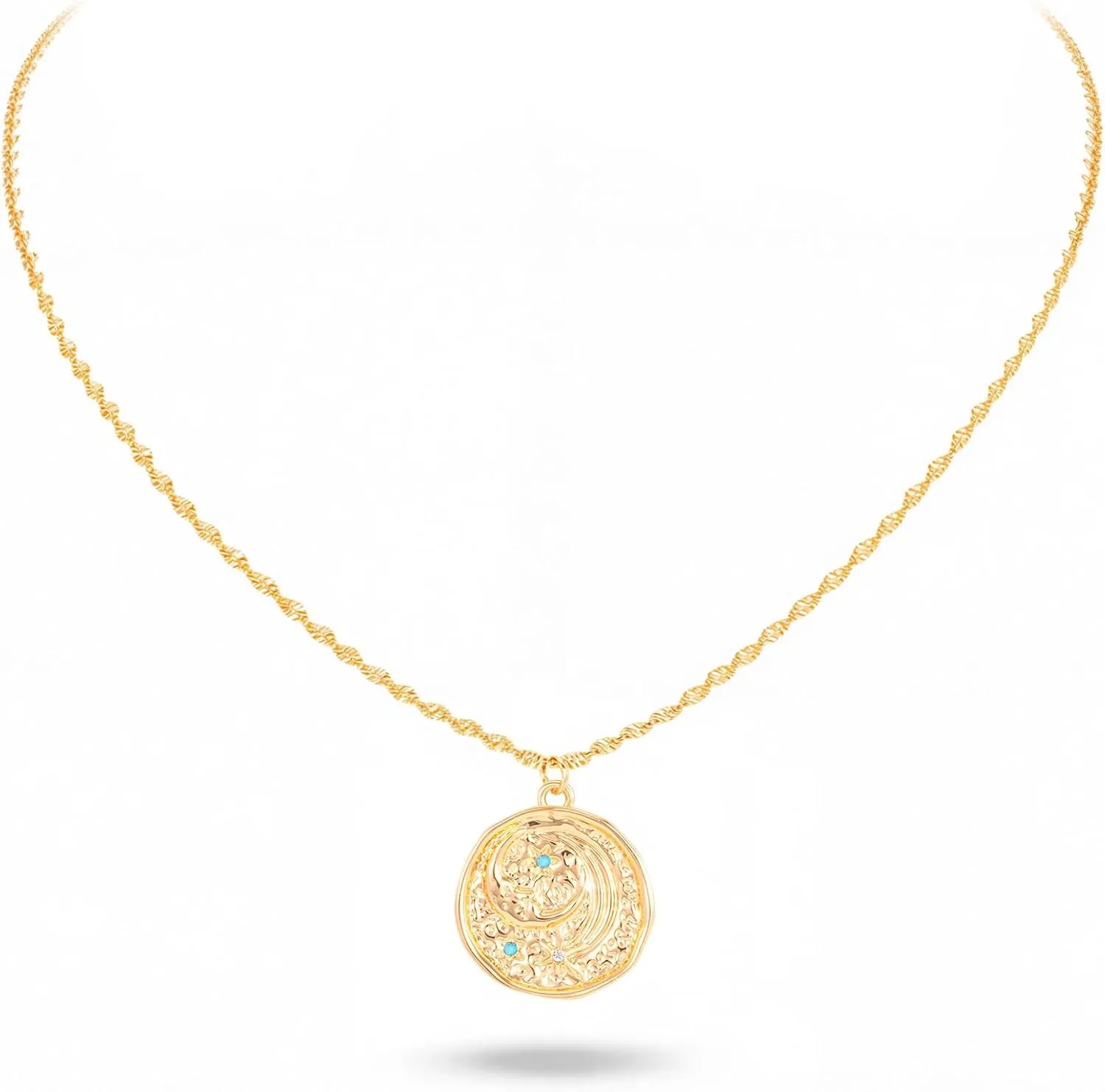 Montana West x Wrangler Gold Plated Pendant Necklace for Women, 18k Gold Plated Lightweight Chain Dainty Jewelry