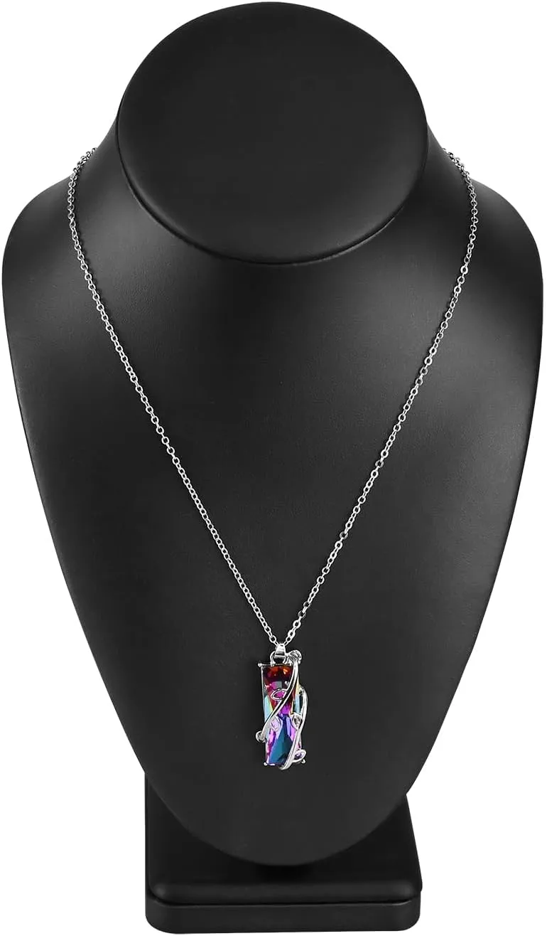 MOOCA 2 Pcs Deluxe Faux Leather Medium Necklace Chain Jewelry Display Holder, Jewelry Stand, Necklaces Display Mannequin Bust Stand, Black Faux Leather