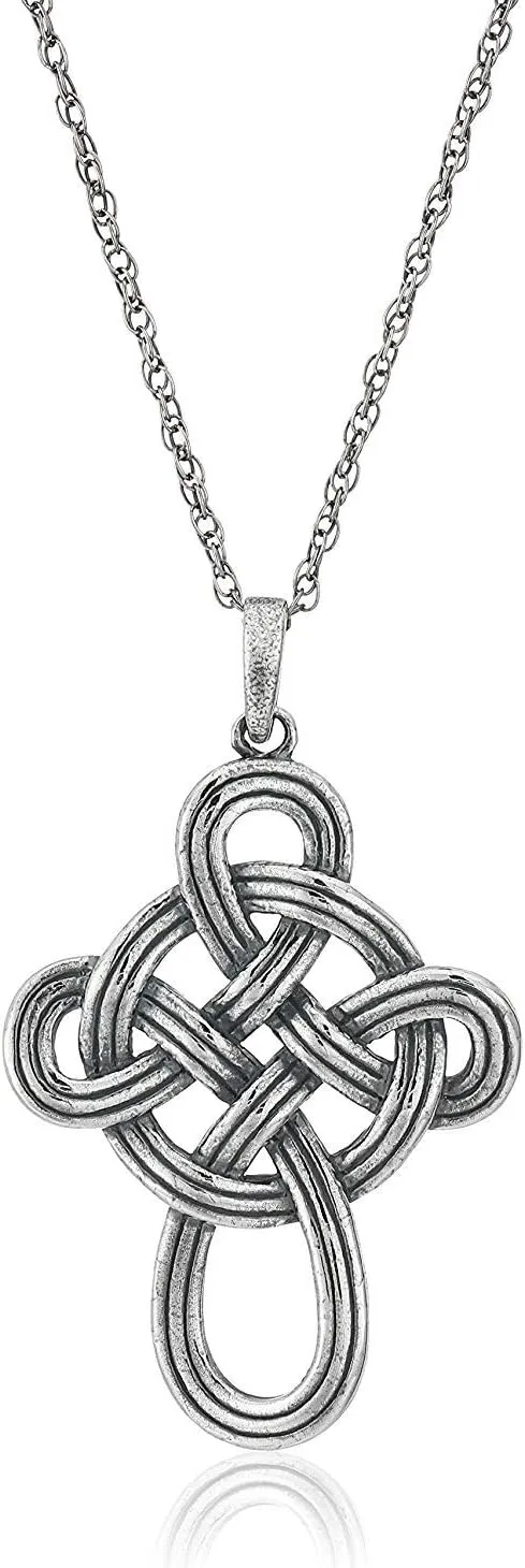 MORGAN & PAIGE .925 Sterling Silver Necklace Oxidized - Celtic Knot Cross, Shamrock Clover, Tinity Heart, Turtle, Angel and Mom Necklaces for Women, Dainty and Lightweight Intricate Design 18 inch