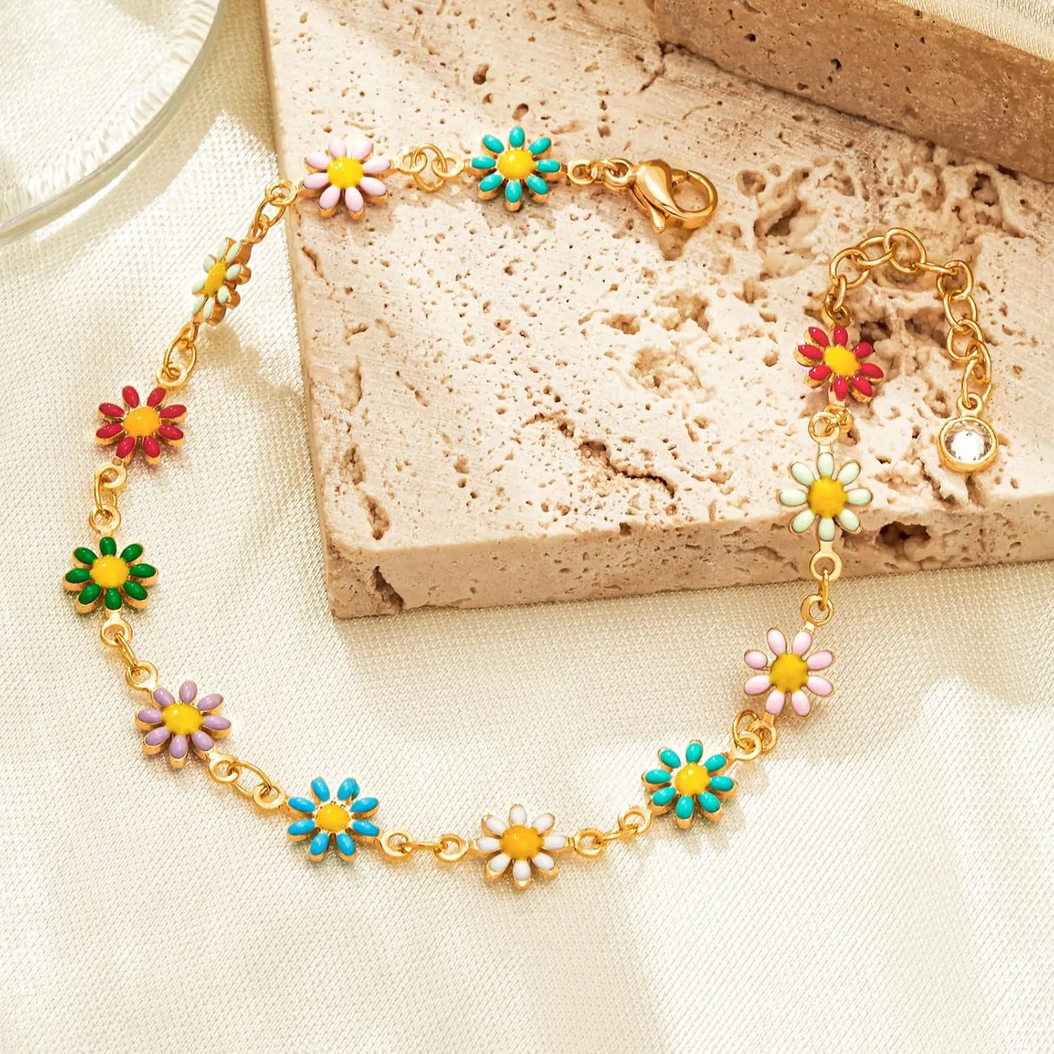 MTMY Gold Chain Bracelet for Women 14K Gold Plated Dainty Bracelets with Adjustable Chain Cute Bracelet Gold Trendy Jewelry