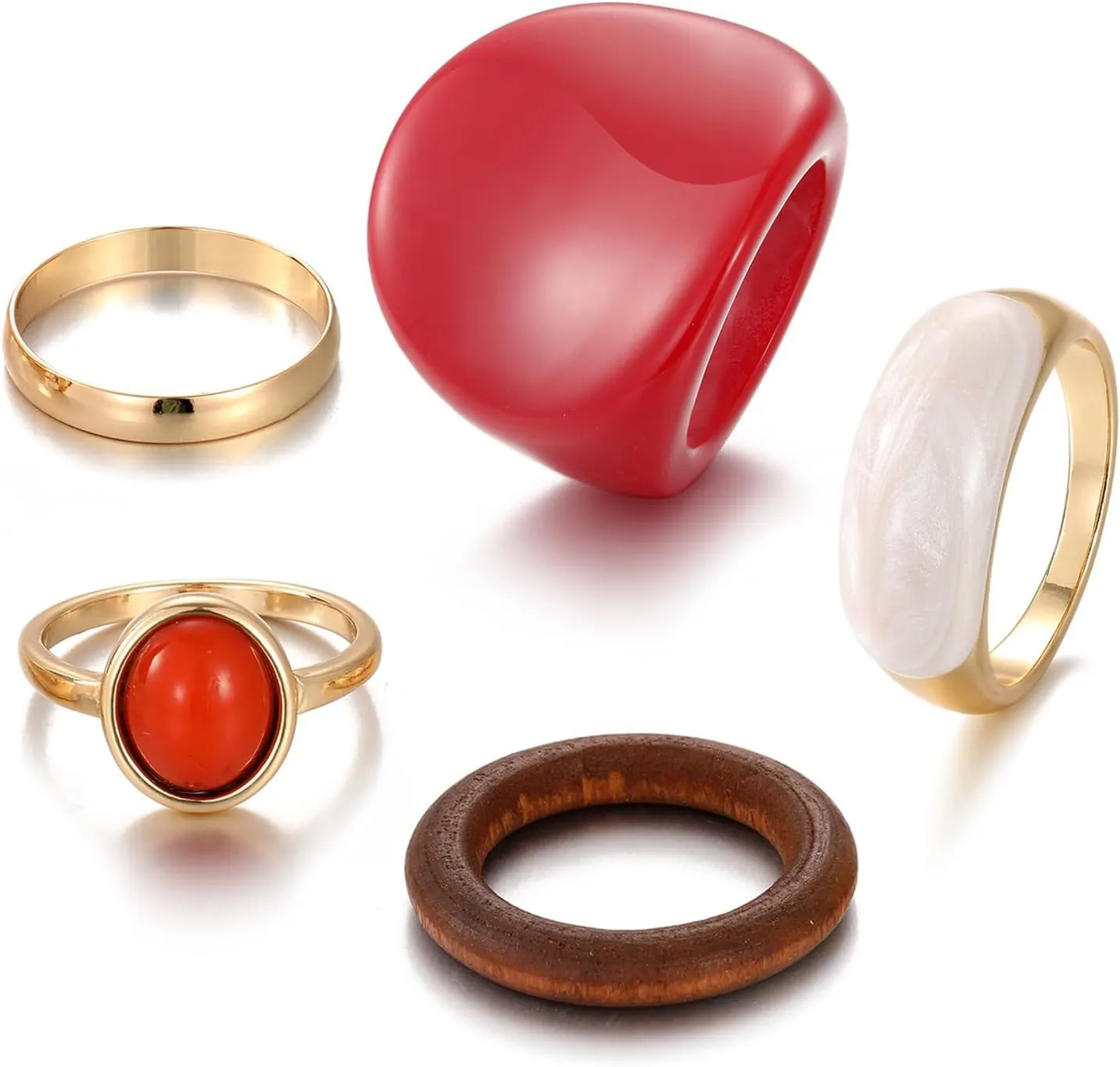 Multicolor Chunky Resin Rings Set Metal Gemstone Ring Red White Green Plastic Resin Ring Trendy Y2k Statement Rings Exaggerated Knuckle Finger Rings Birthday Party Halloween Christmas Jewelry for Men and Women