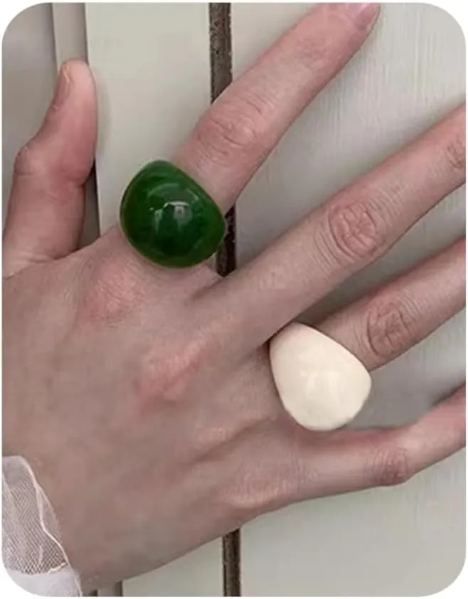Multicolor Resin Chunky Ring for Women, Acrylic Rings Knuckle Finger Rings Cute Trendy Statement Dome Thick Rings