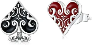 MUNDELL 925 Sterling Silver Classic Bow Knot Stud Earrings Butterfly Owl Poker Heart Hypoallergenic Earrings for Women Fine Jewelry