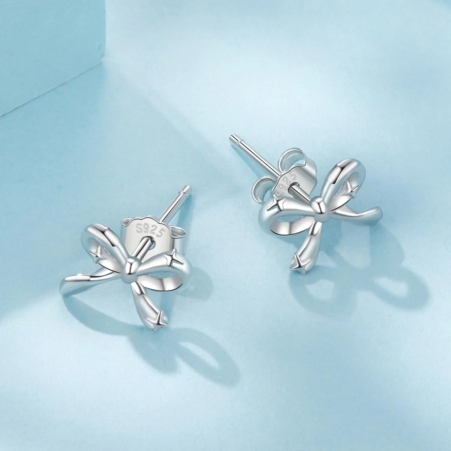 MUNDELL 925 Sterling Silver Classic Bow Knot Stud Earrings Butterfly Owl Poker Heart Hypoallergenic Earrings for Women Fine Jewelry