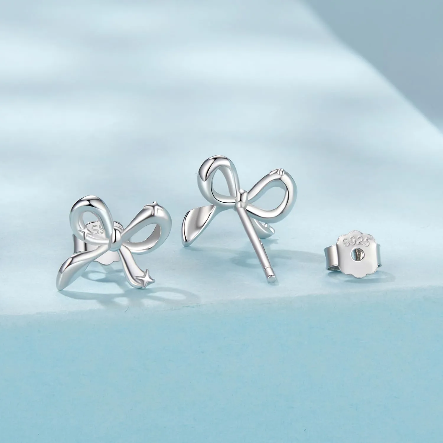 MUNDELL 925 Sterling Silver Classic Bow Knot Stud Earrings Butterfly Owl Poker Heart Hypoallergenic Earrings for Women Fine Jewelry