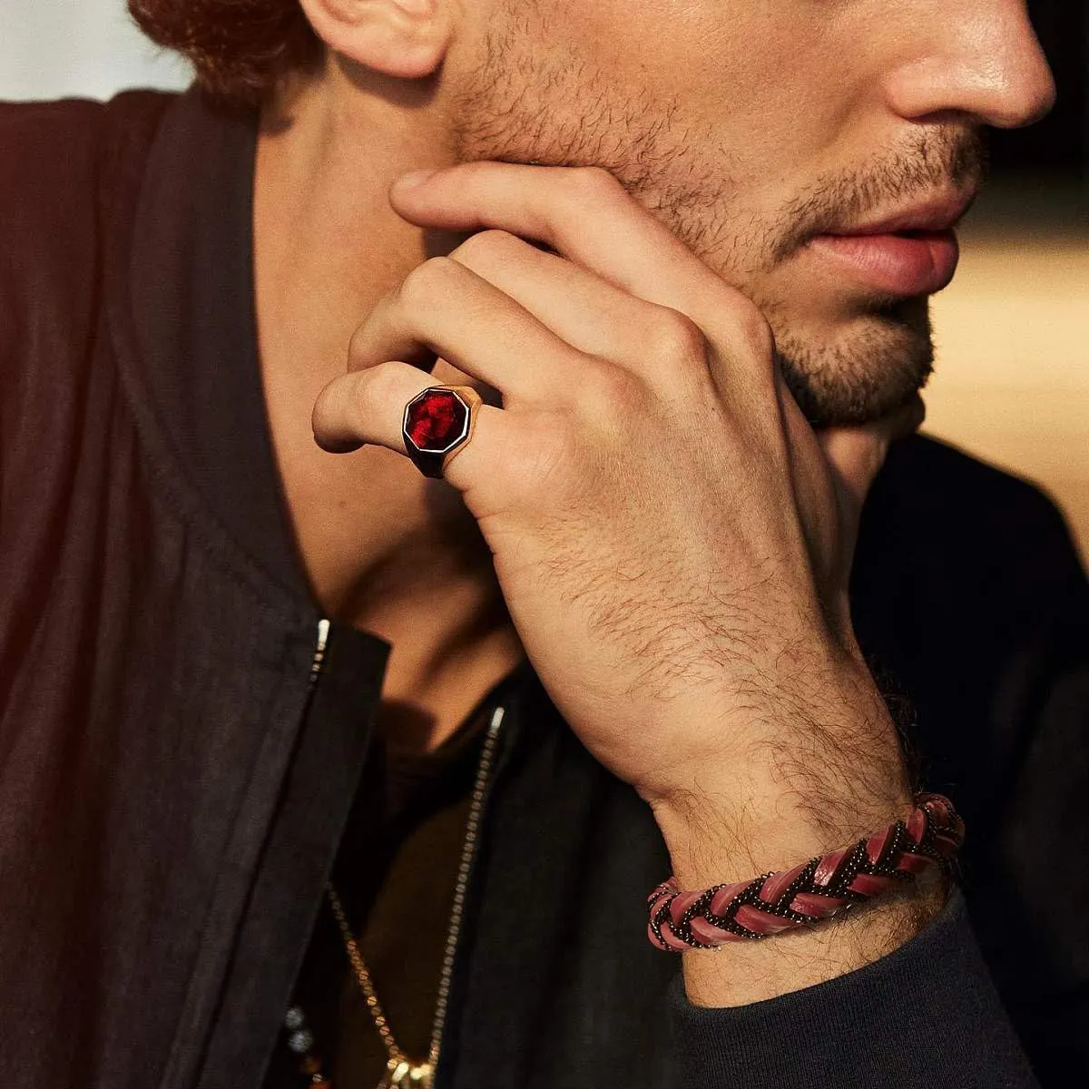 murtoo Mens Braided Leather Bracelet with Black Chain, Shackles of Freedom Bracelets for Men with Magnetic Clasp, Stylish Gift for Men