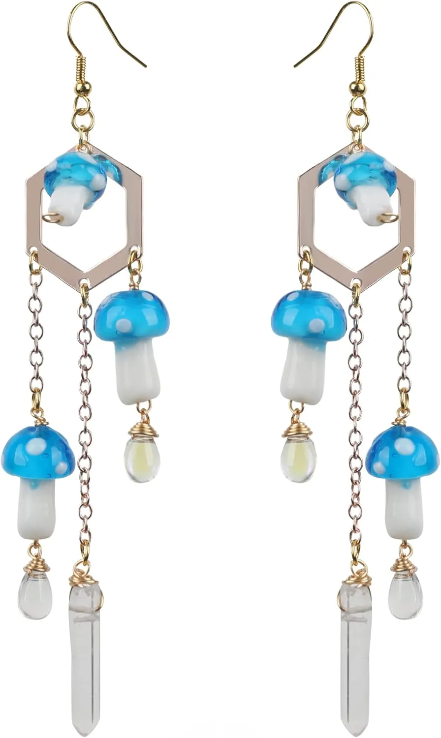 Mushroom princess // mushroom earrings. Woodland earrings.Holographic Earrings
