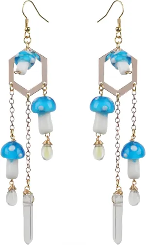 Mushroom princess // mushroom earrings. Woodland earrings.Holographic Earrings