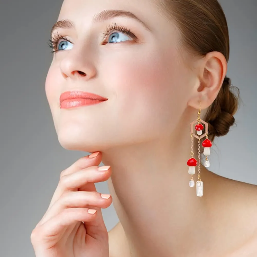 Mushroom princess // mushroom earrings. Woodland earrings.Holographic Earrings