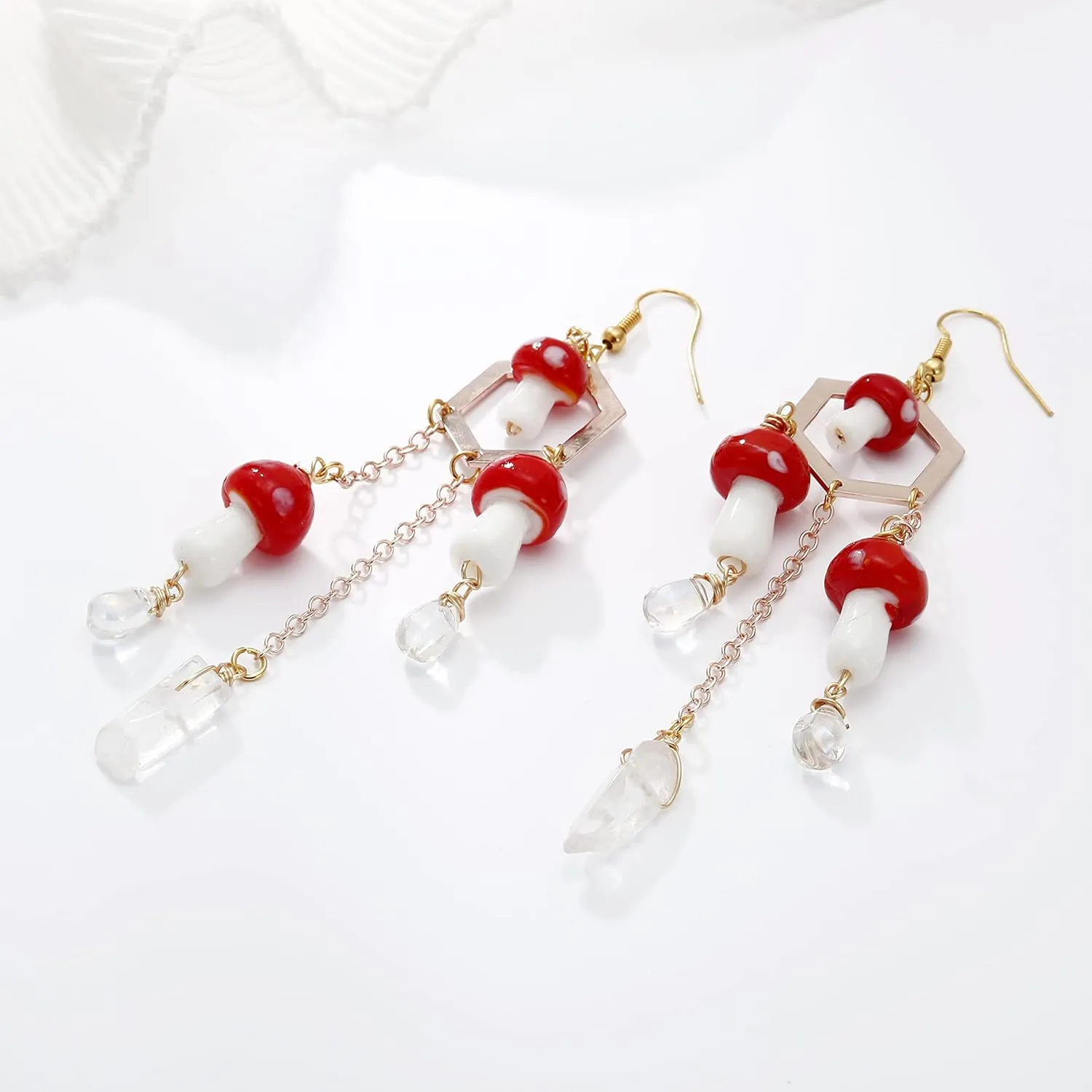 Mushroom princess // mushroom earrings. Woodland earrings.Holographic Earrings