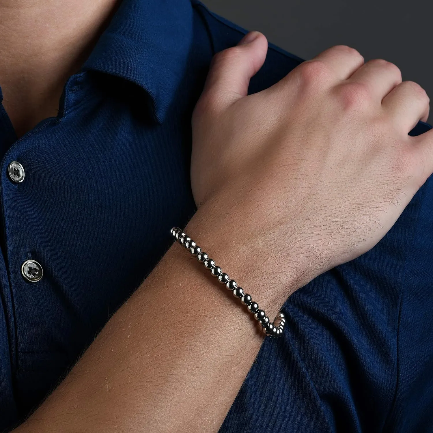 namana Metal Beads Bracelet for Men. Beaded Bracelets for Men on Adjustable Black Cord. Elegant Mens Bracelets with Metal Beads. Stylish Mens Jewelry with Gift Box