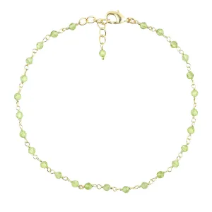 Natural Peridot Gemstones Beads Anklet, Handmade Anklets, Rosary Chain, August Birthstone, Gold Plated Anklet, Simple Delicate Anklet for Women, 9 1.50 inch