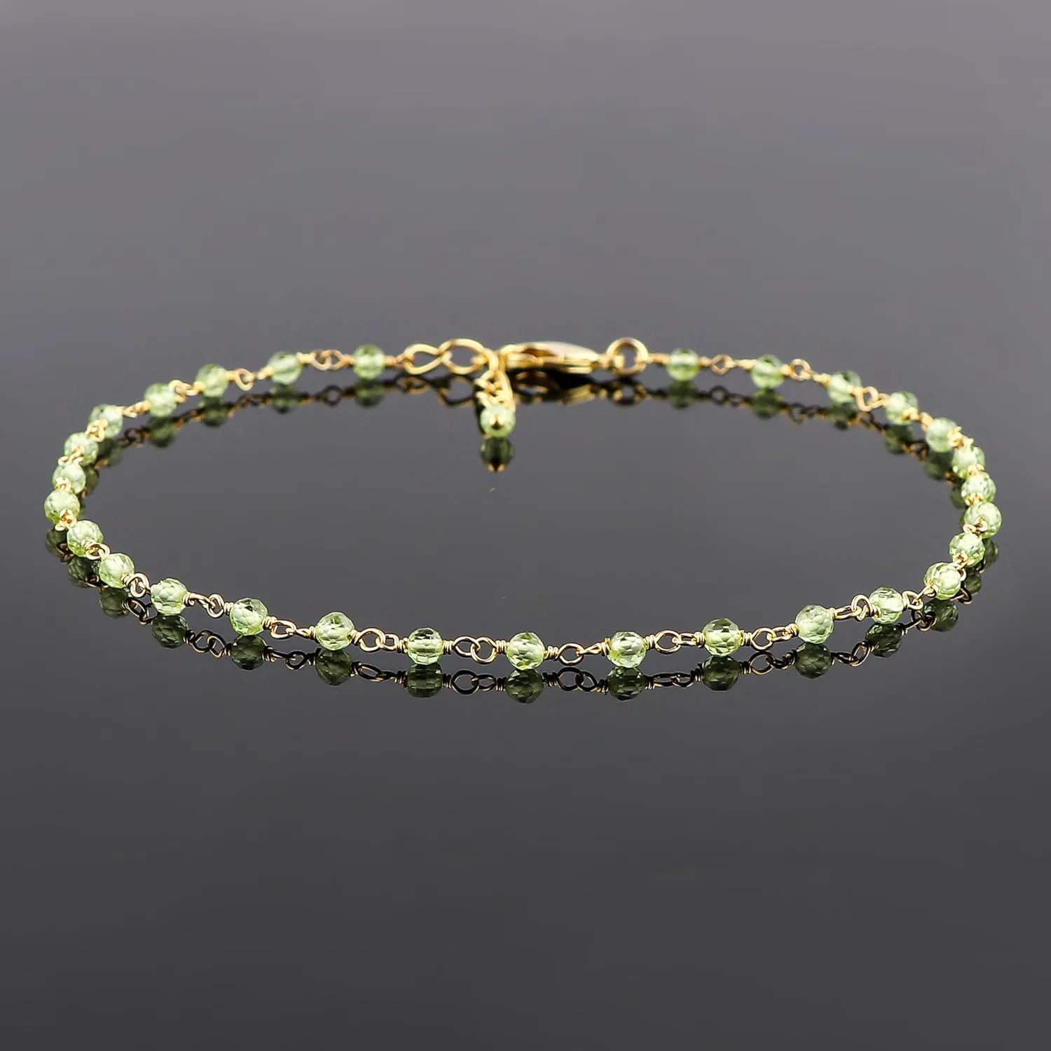Natural Peridot Gemstones Beads Anklet, Handmade Anklets, Rosary Chain, August Birthstone, Gold Plated Anklet, Simple Delicate Anklet for Women, 9 1.50 inch