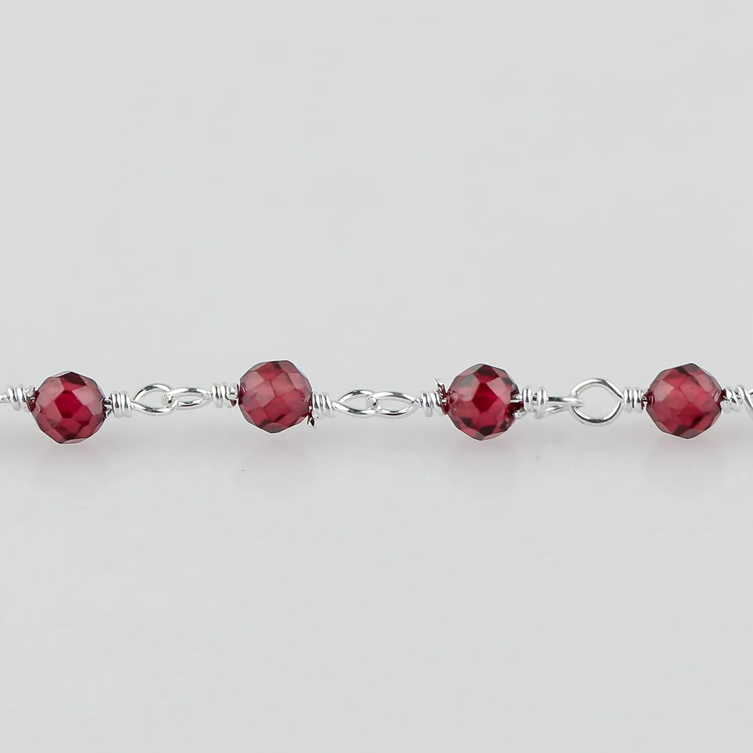 Natural Red Garnet Gemstones Beads Rosary Anklet, Silver Plated Anklet, Handmade Anklets, Rosary Chain, Ankle Bracelet, January Birthstone, Women Gift, 9 1.50inch