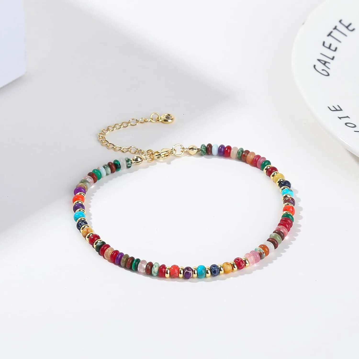 Natural Stone Beaded Anklets Bracelets for Women Handmade Beaded Anklet Bracelet Waterproof Boho Beads Ankle Bracelet Adjustable Summer Jewelry