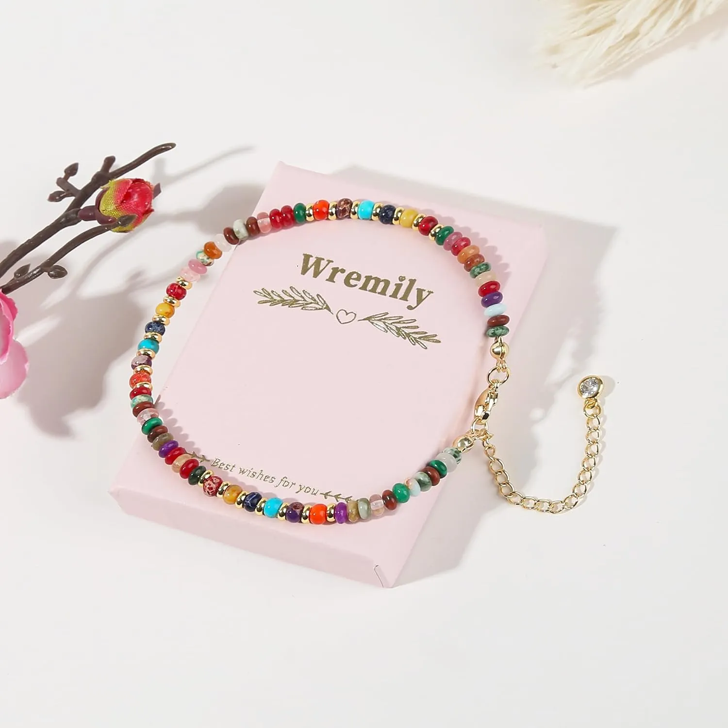 Natural Stone Beaded Anklets Bracelets for Women Handmade Beaded Anklet Bracelet Waterproof Boho Beads Ankle Bracelet Adjustable Summer Jewelry
