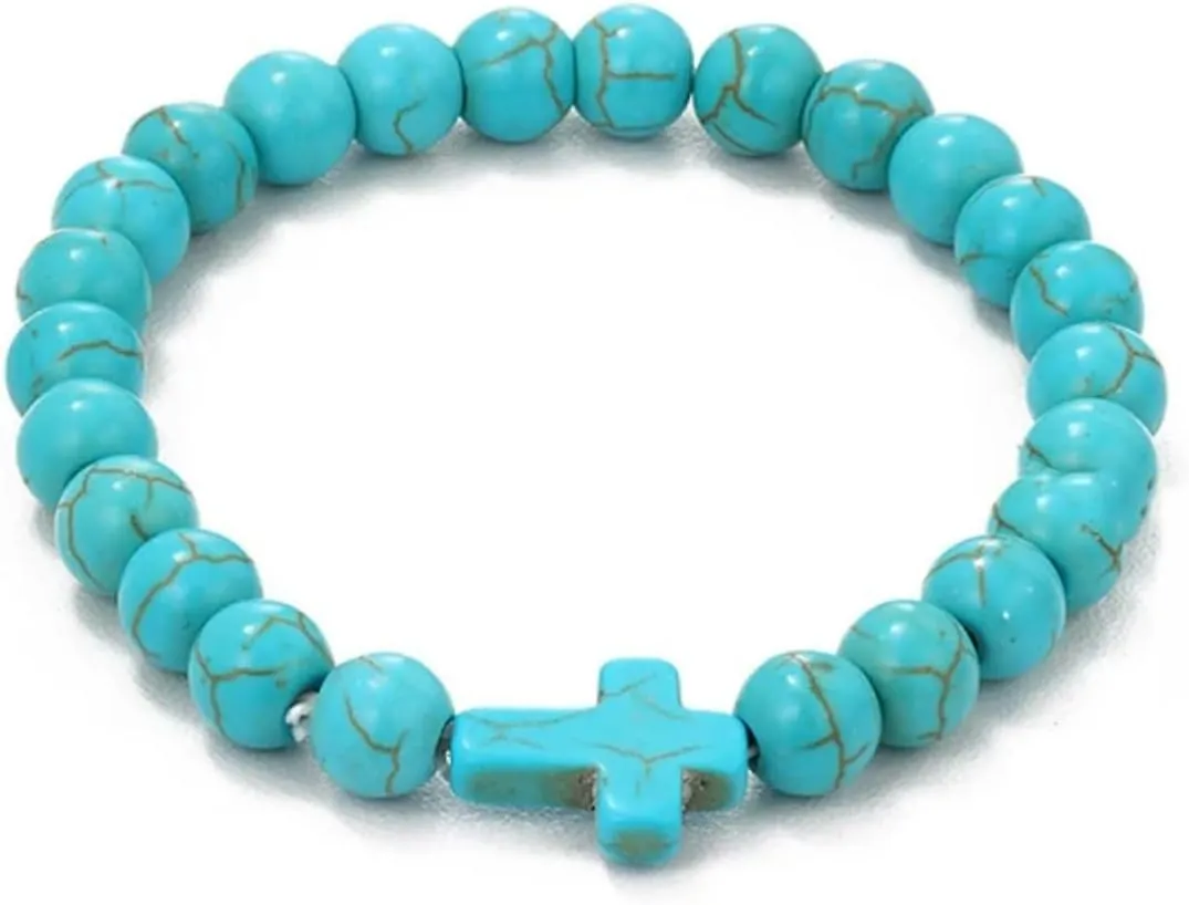 Natural Stone Turquoises Beads Charm Bracelet Unisex Strand Handmade Bracelet