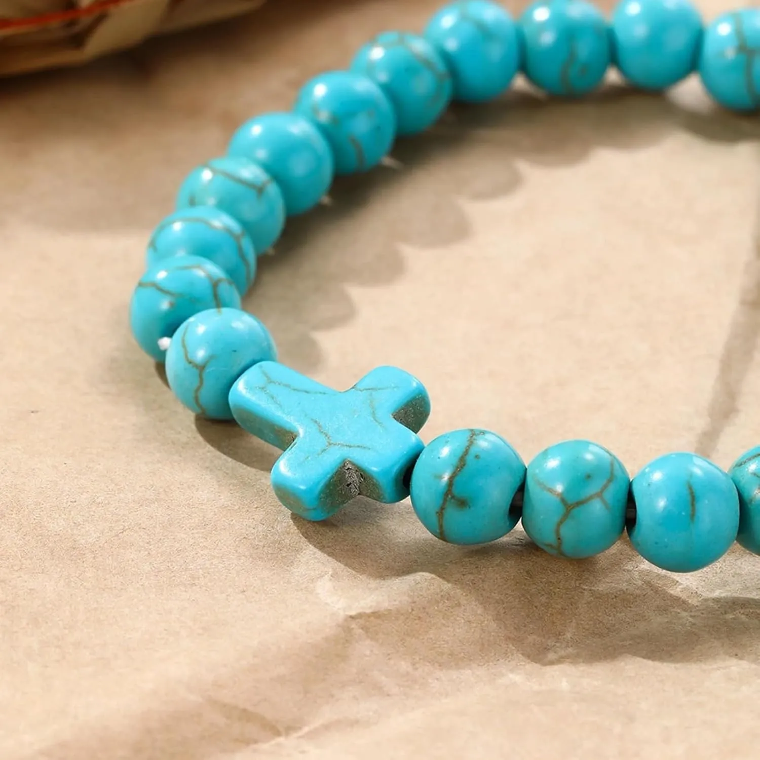 Natural Stone Turquoises Beads Charm Bracelet Unisex Strand Handmade Bracelet