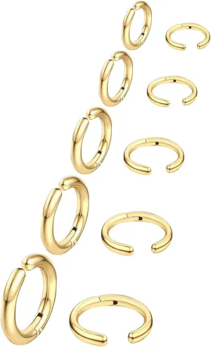 NEWITIN 10 Pieces Gold Clip On Earrings for Men Stainless Steel Hoop Earring Non Piercing Fake Earring Unisex Clip on Hoop Earrings for Women Men
