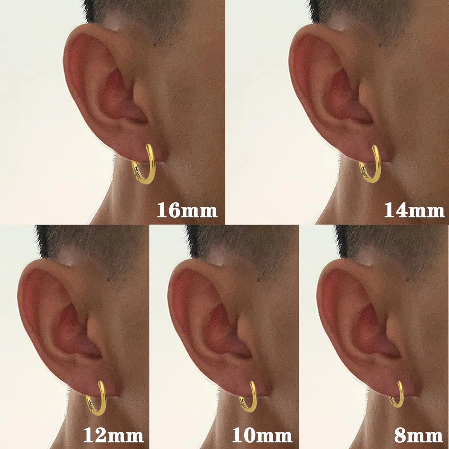 NEWITIN 10 Pieces Gold Clip On Earrings for Men Stainless Steel Hoop Earring Non Piercing Fake Earring Unisex Clip on Hoop Earrings for Women Men