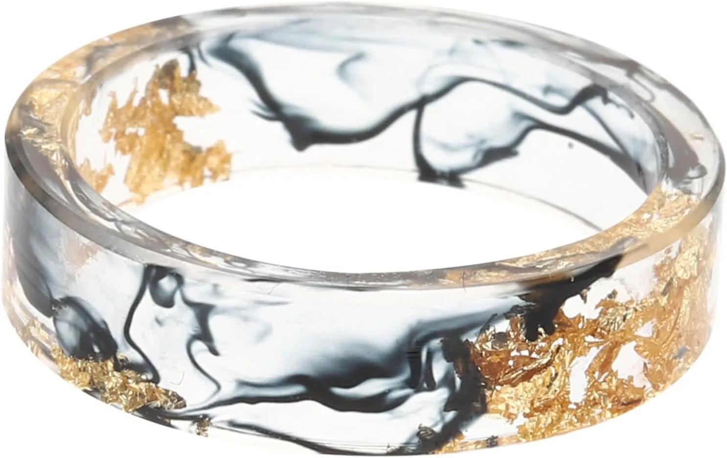 NOLITOY Handmade Resin Ring Gold Foil Stylish Stacking Ring for Women Knuckle Jewelry