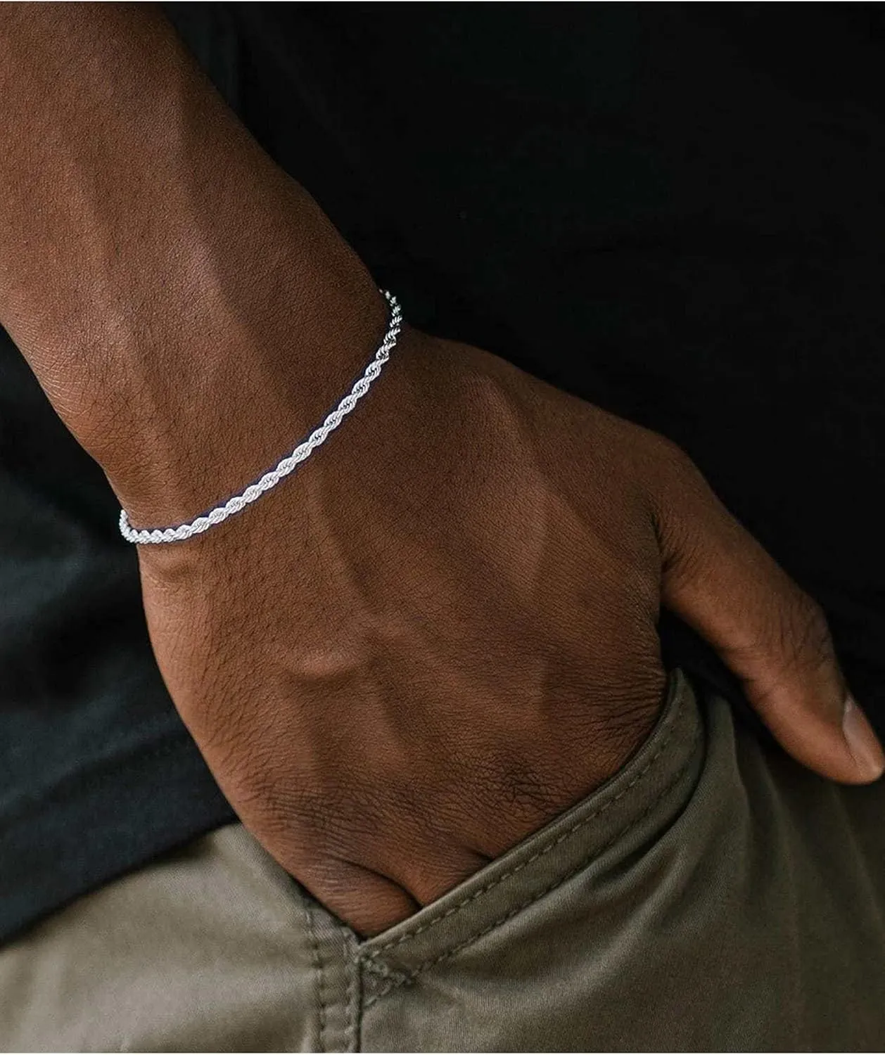nometo 925 Sterling Silver Rope Chain Bracelet Box Chain Bracelet 2mm3mm5mm Gold/Silver Bracelet for Men Women Silver Bracelet 6.5-9 Inches