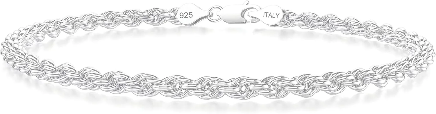 nometo 925 Sterling Silver Rope Chain Bracelet Box Chain Bracelet 2mm3mm5mm Gold/Silver Bracelet for Men Women Silver Bracelet 6.5-9 Inches