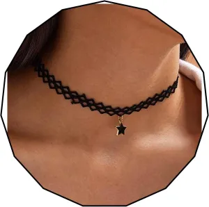 Olbye Elastic Choker Star Necklace Black Tattoo Choker Necklaces for Women Plastic Minimal Necklace Jewelry