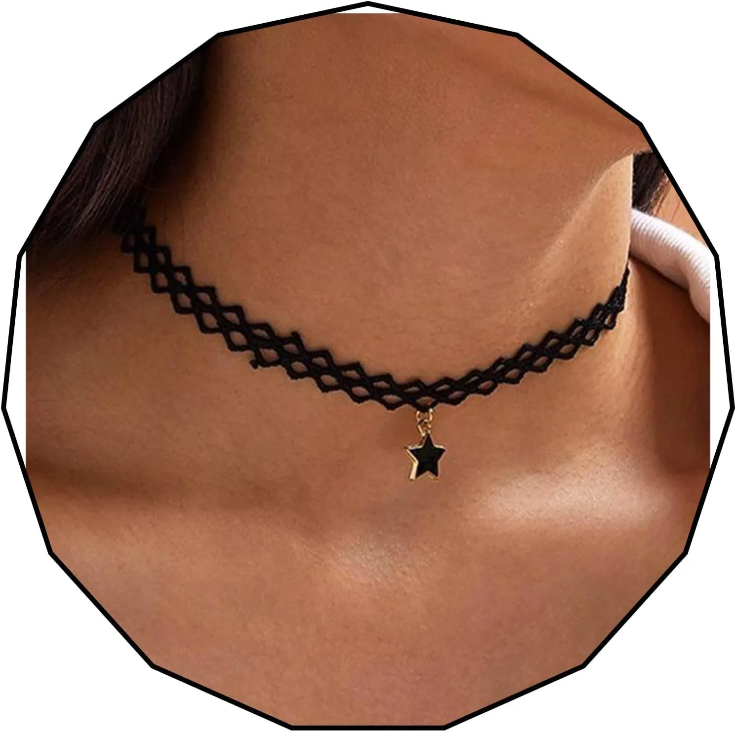 Olbye Elastic Choker Star Necklace Black Tattoo Choker Necklaces for Women Plastic Minimal Necklace Jewelry